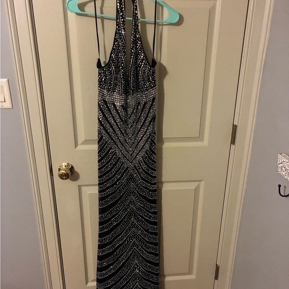 Windsor Black and Silver Backless Dress